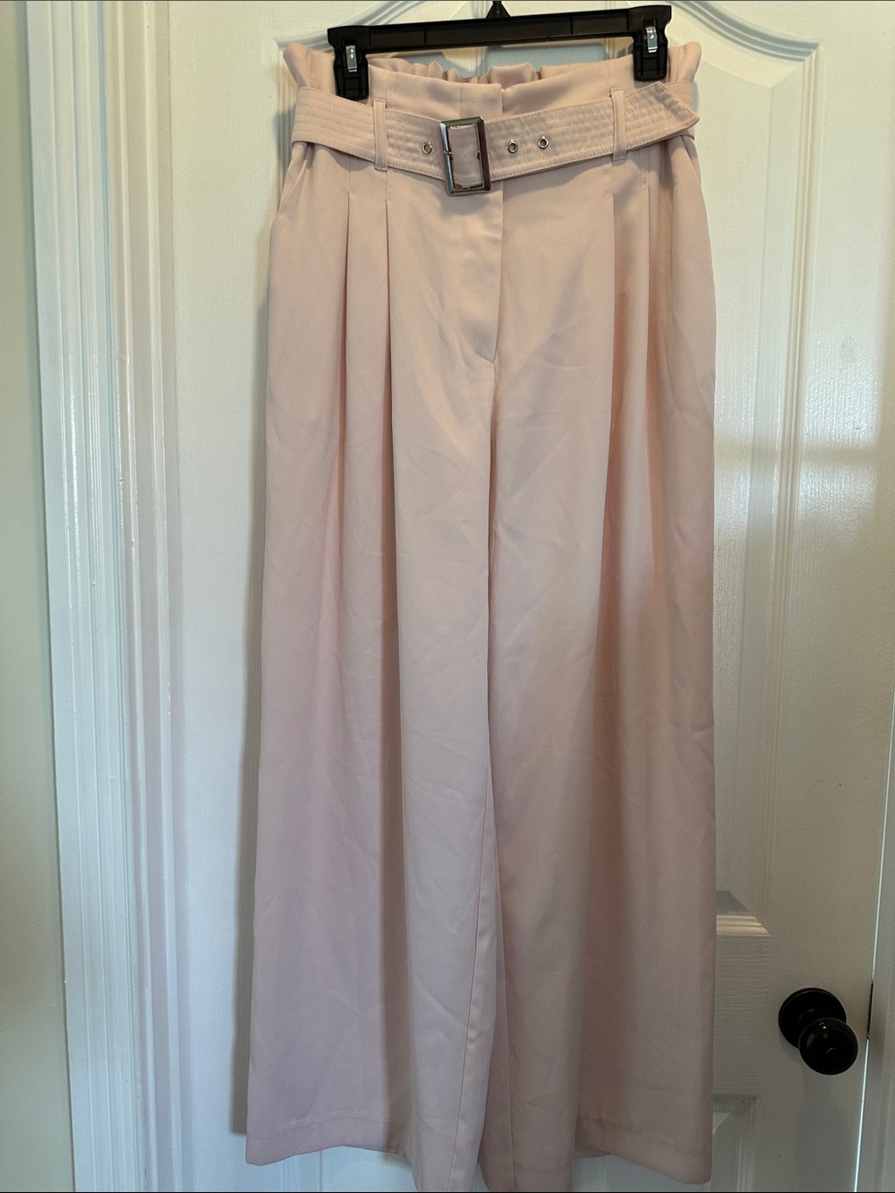 River Island Petite Blush Pink Trousers with Belted Waist